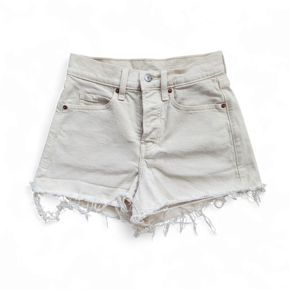 Old Cream Navy Sky-Hi A-Line Denim Cutoff Shorts‎